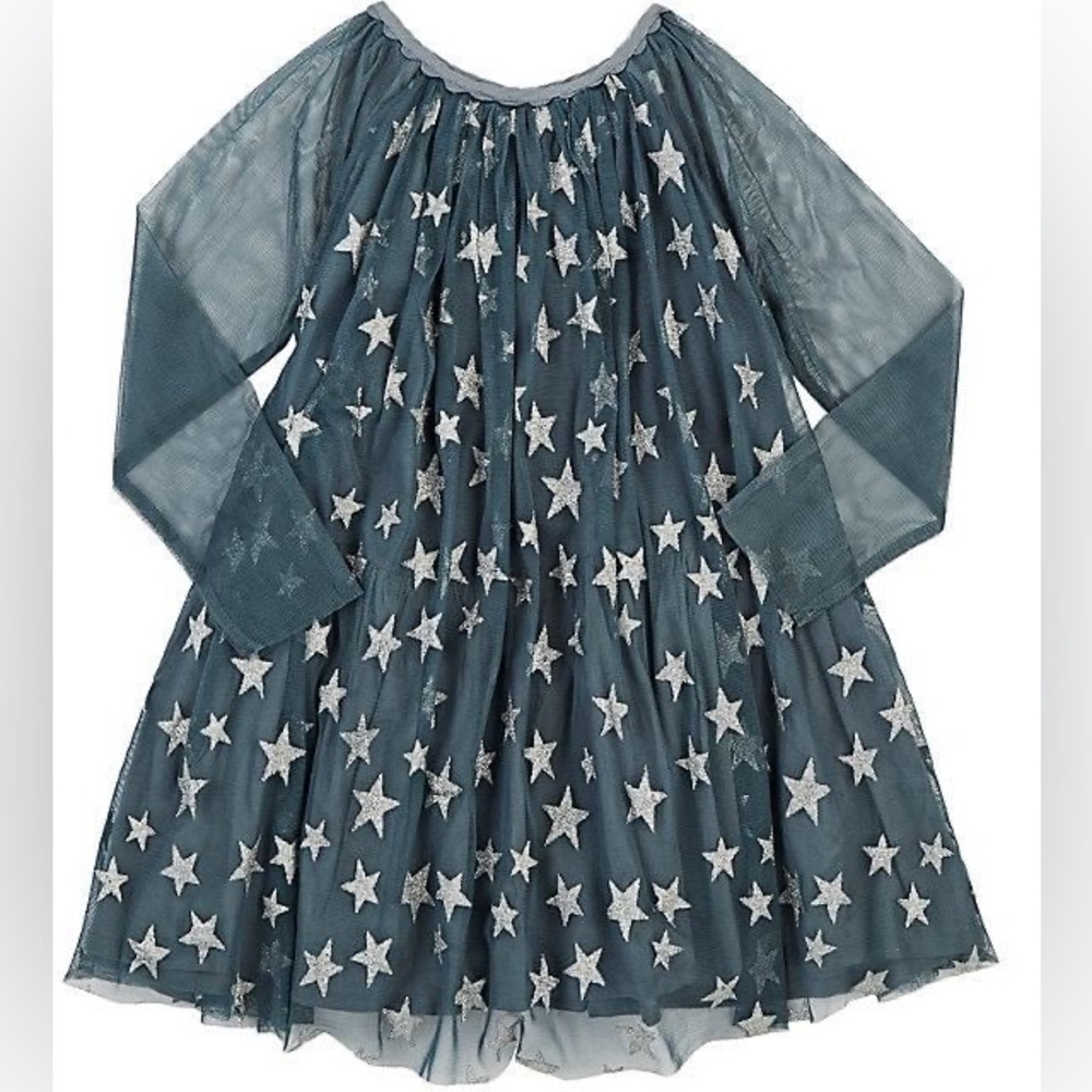Stella McCartney Kids Silver Star Dress 6 mesh long sleeve